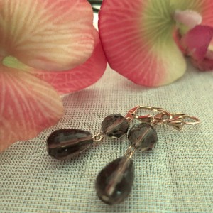 Eleganti auskari ar brūniem kristāliem, zelta pārklājums 24 karāti